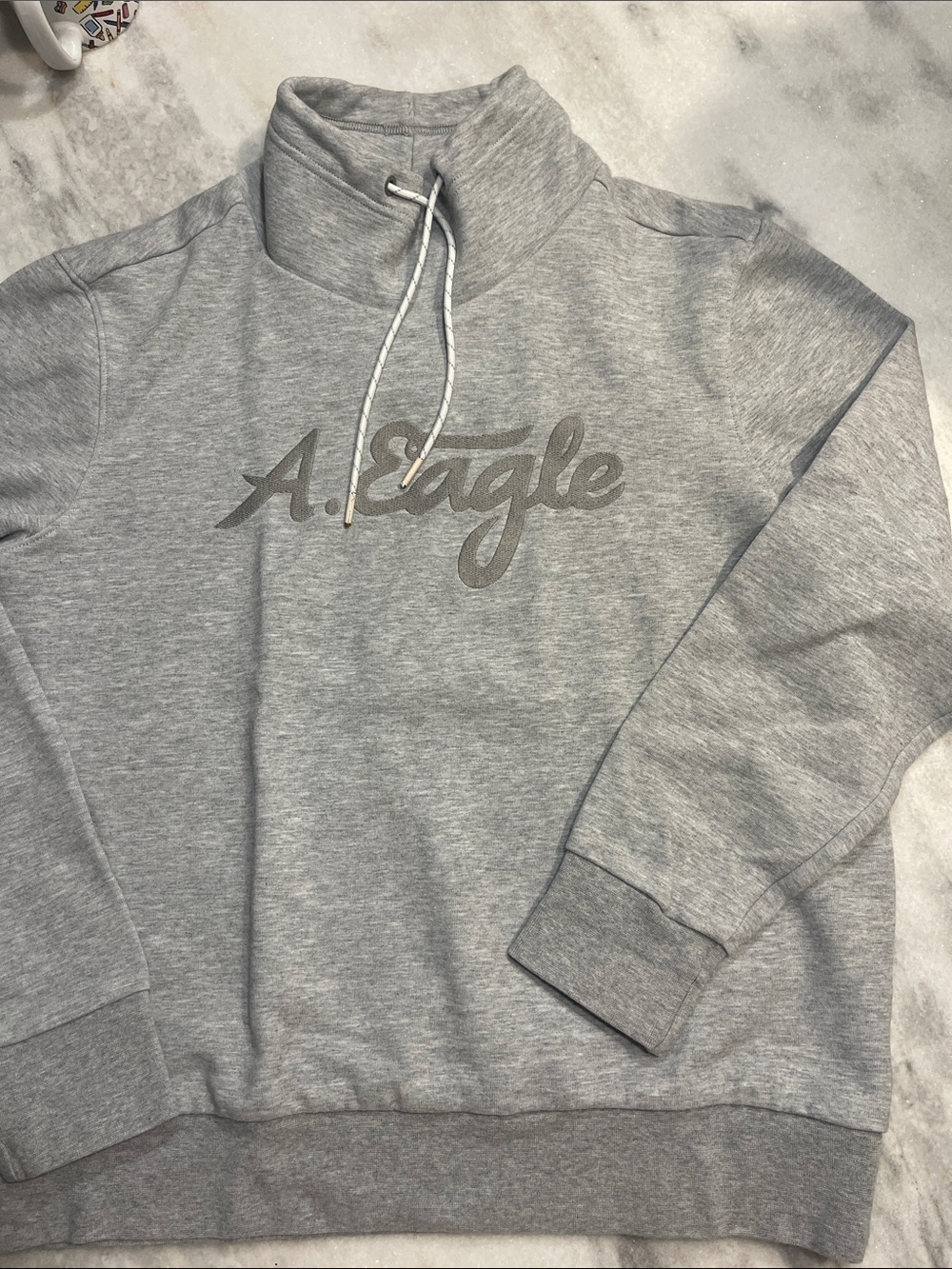 American Eagle Outfitters Light Gray Crewneck Pullover with Script Logo